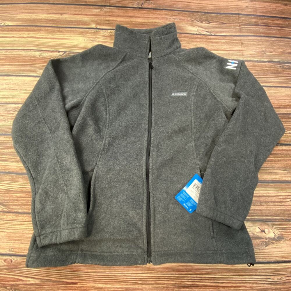 Columbia Womens Large Gray Fleece Full Zip Jacket Mock Neck Long Sleeve Outdoor